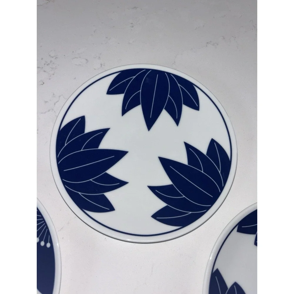 Set of 4 Crate & Barrel Maison Cobalt Blue Dessert Plates Made In Japan 7